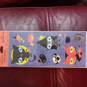 Halmark Big Eyes Halloween Animals Stickers Vintage VERY RARE Cat Owl Fox Spider